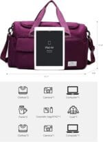 حقيبة سفر (Duffel)، حقيبة رياضية (Tote) للنادي الرياضي، حقيبة كتف للرحلات القصيرة وعطلات نهاية الأسبوع للنساء - لون فوشيا - الصورة 2