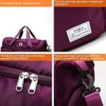 حقيبة سفر (Duffel)، حقيبة رياضية (Tote) للنادي الرياضي، حقيبة كتف للرحلات القصيرة وعطلات نهاية الأسبوع للنساء - لون فوشيا - الصورة 3